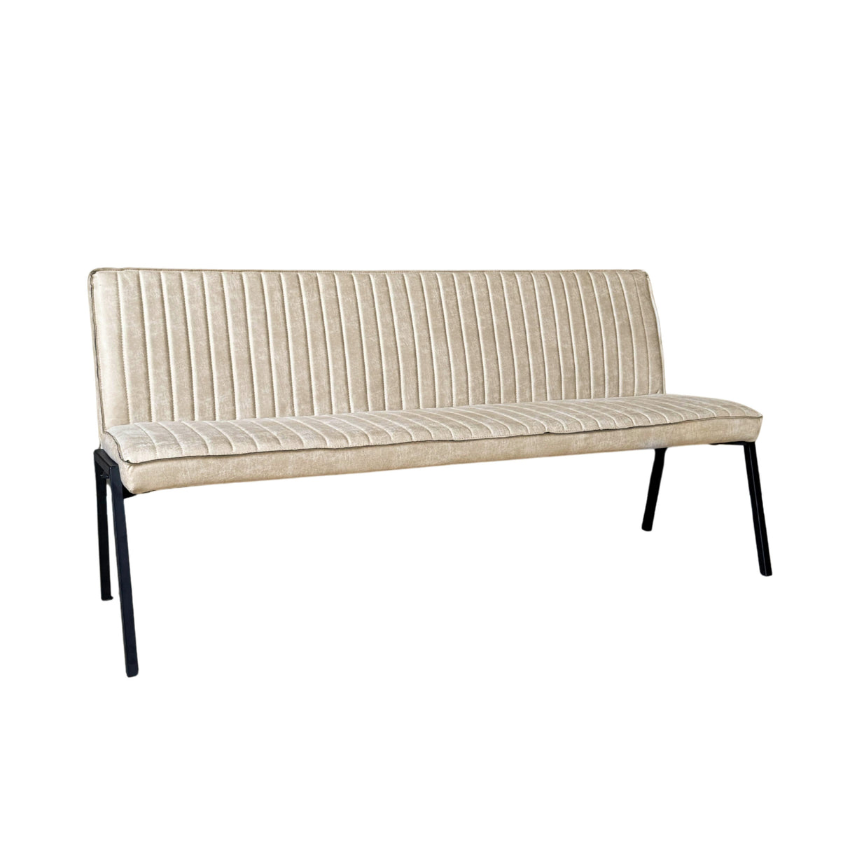 Eetkamerbank - Beige - Leer - 155 cm - Industrieel