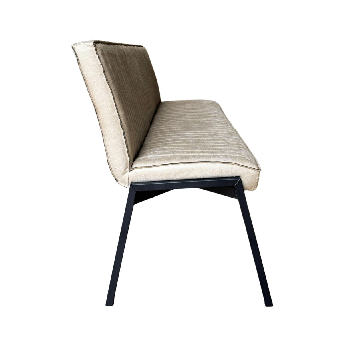 Eetkamerbank - Beige - Leer - 155 cm - Industrieel