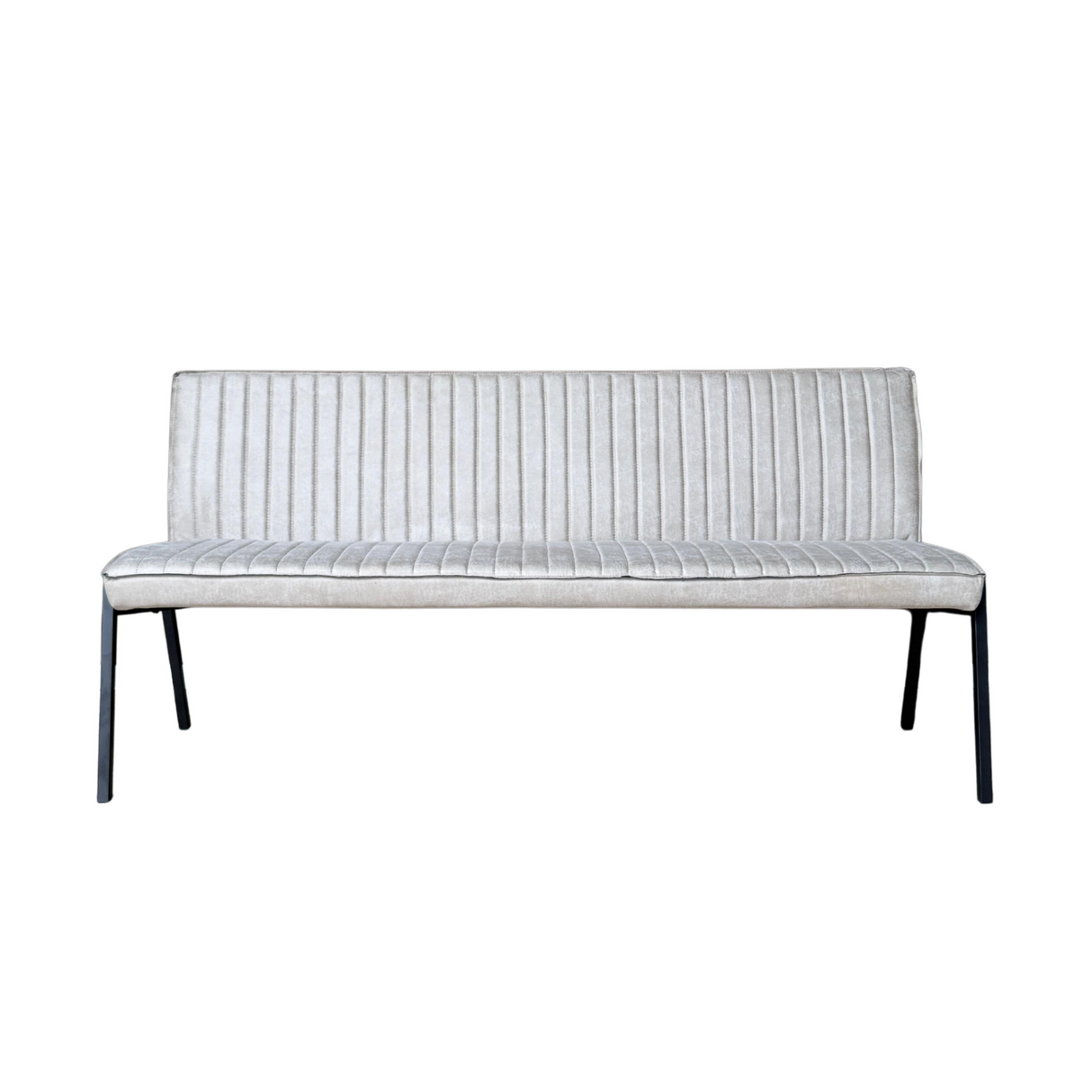 Eetkamerbank - Beige - Leer - 155 cm - Industrieel