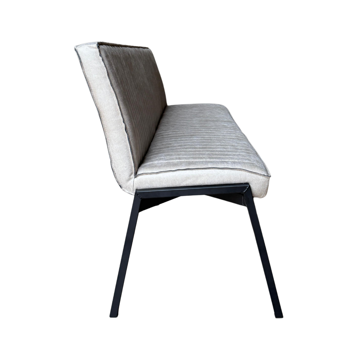 Eetkamerbank - Beige - Leer - 155 cm - Industrieel