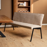 Eetkamerbank - Beige - Leer - 155 cm - Industrieel