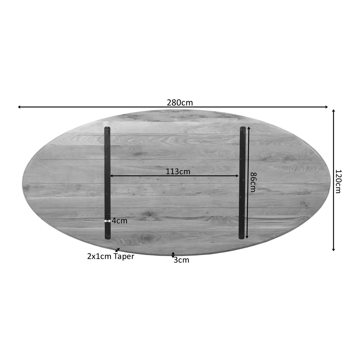 Eiken Blad Ferris Ovaal 280 cm Naturel