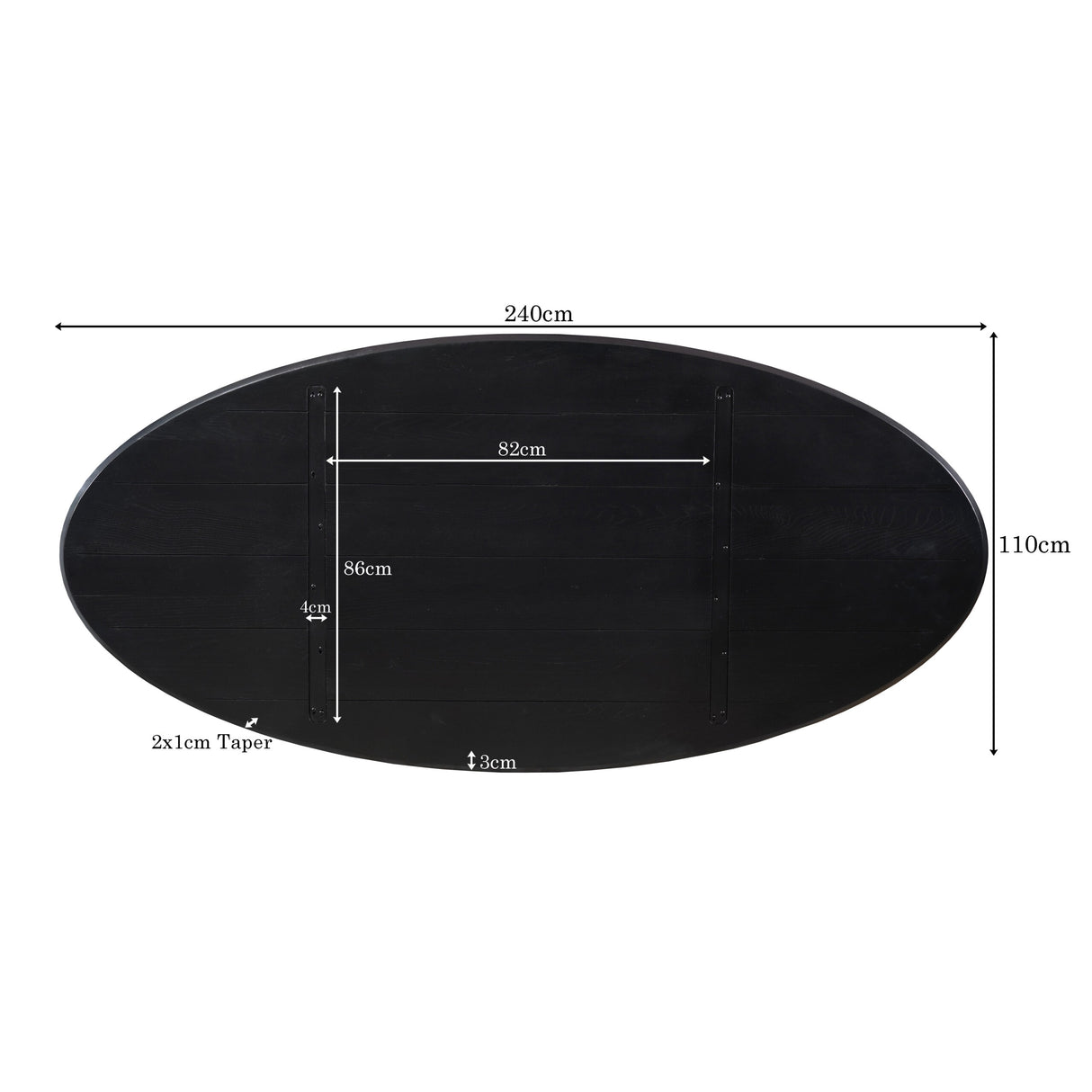 Eiken Blad Ferris Ovaal 240 cm Zwart