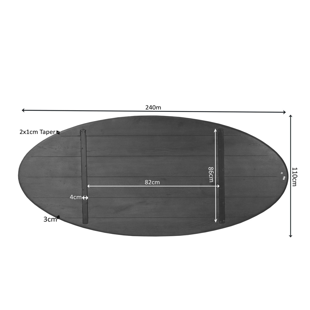 Eiken Blad Ferris Ovaal 240 cm Bruin