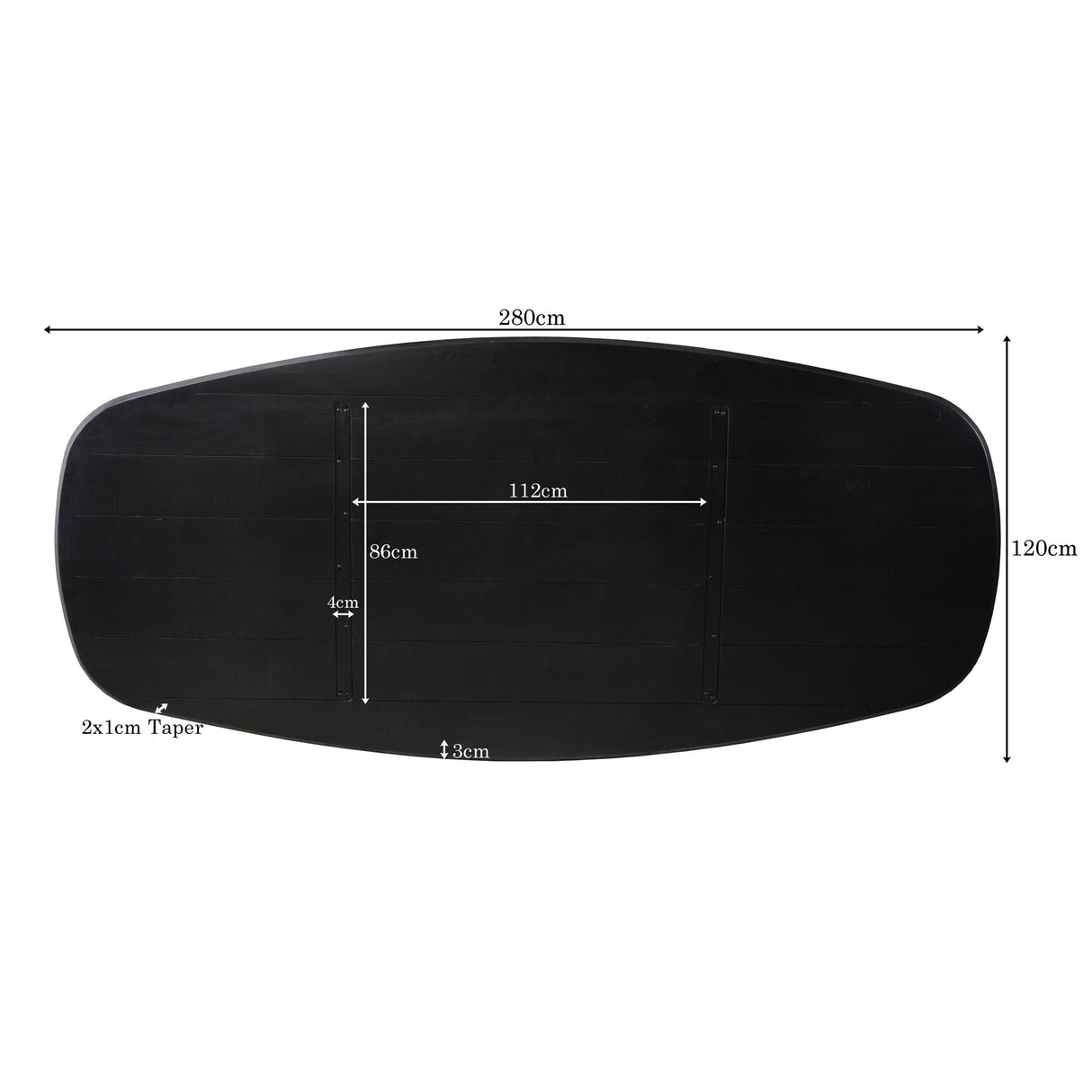 Eiken Blad Ferris Deens Ovaal 280 cm Zwart