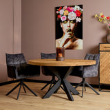 Eettafel - Naturel - Mangohout - Metaal - 120 cm - Rond