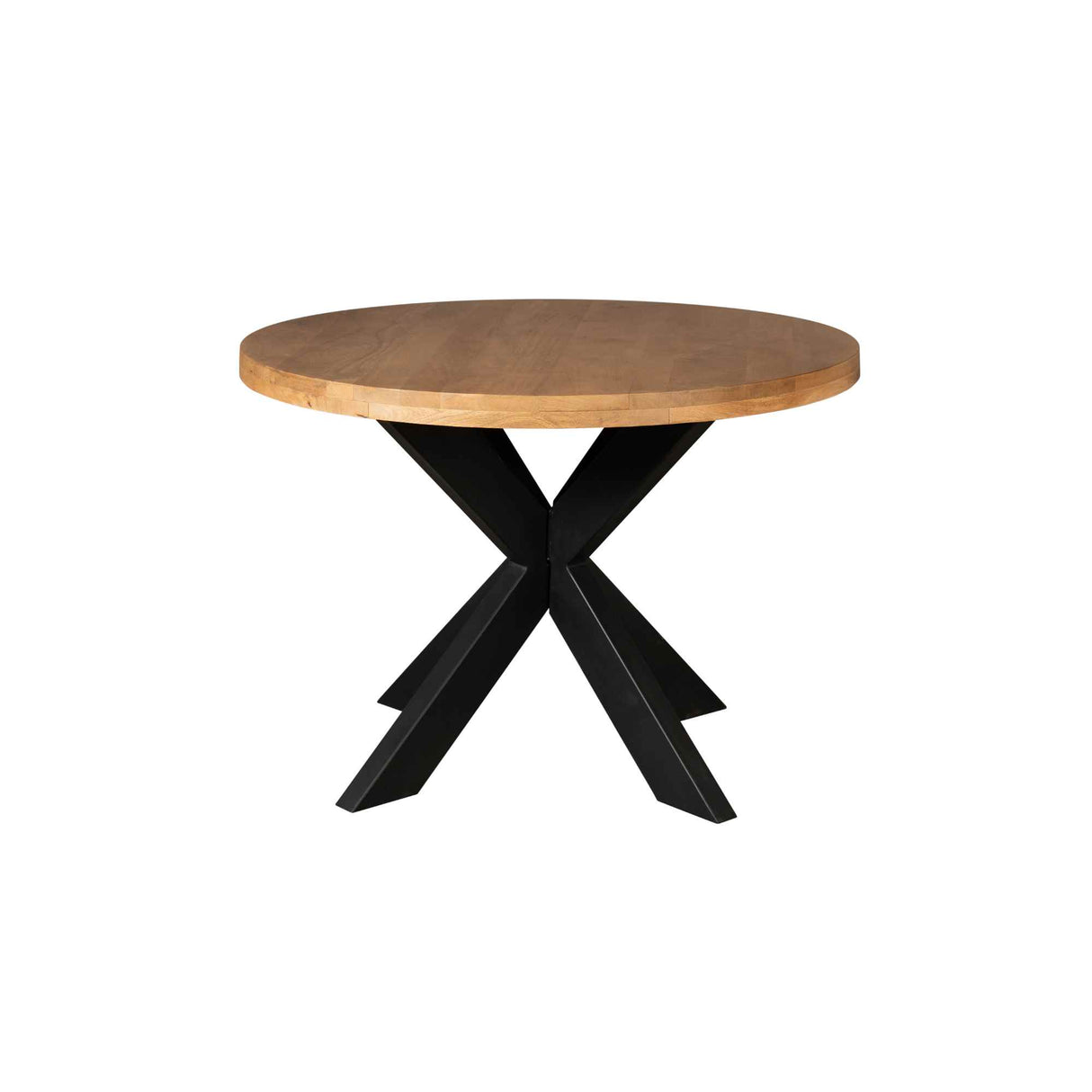Eettafel - Naturel - Mangohout - Metaal - 120 cm - Rond
