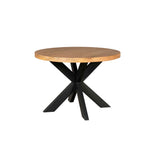 Eettafel - Naturel - Mangohout - Metaal - 120 cm - Rond