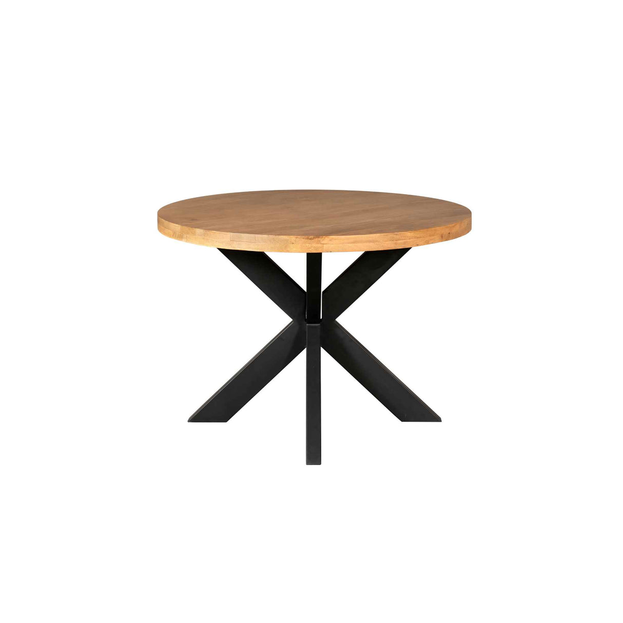 Eettafel - Naturel - Mangohout - Metaal - 120 cm - Rond