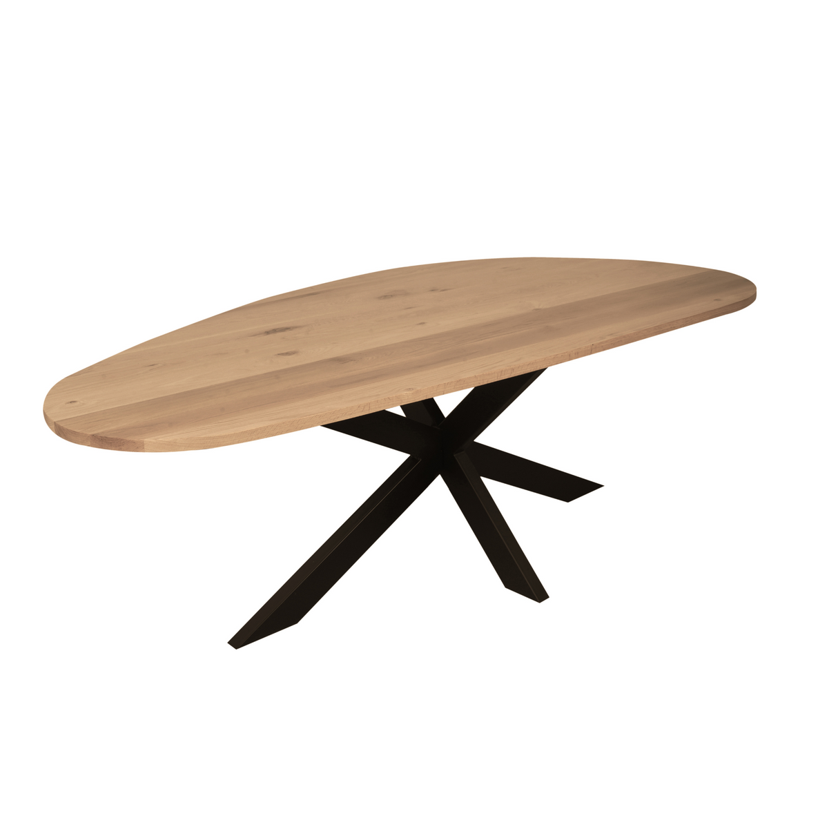 Organische Eettafel - 280 cm - Naturel Eikenhout - Zwarte Matrixpoot