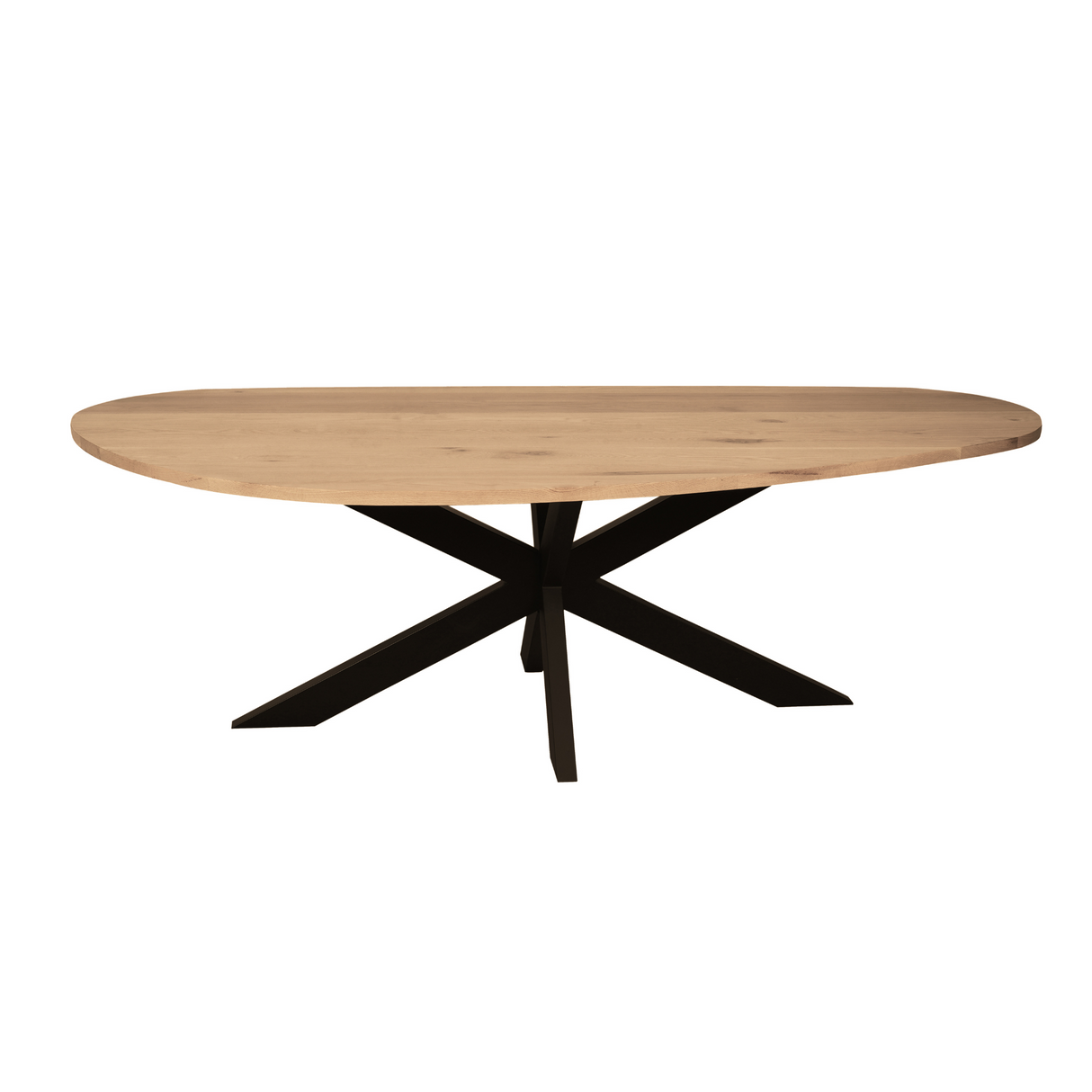 Organische Eettafel - 280 cm - Naturel Eikenhout - Zwarte Matrixpoot