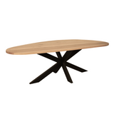 Organische Eettafel - 280 cm - Naturel Eikenhout - Zwarte Matrixpoot
