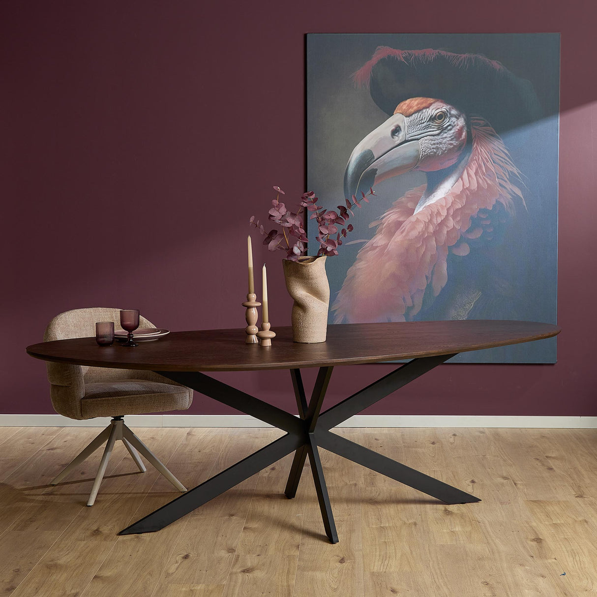 Organische Eettafel - Bruin Eikenhout - 240 cm - Matrixpoot