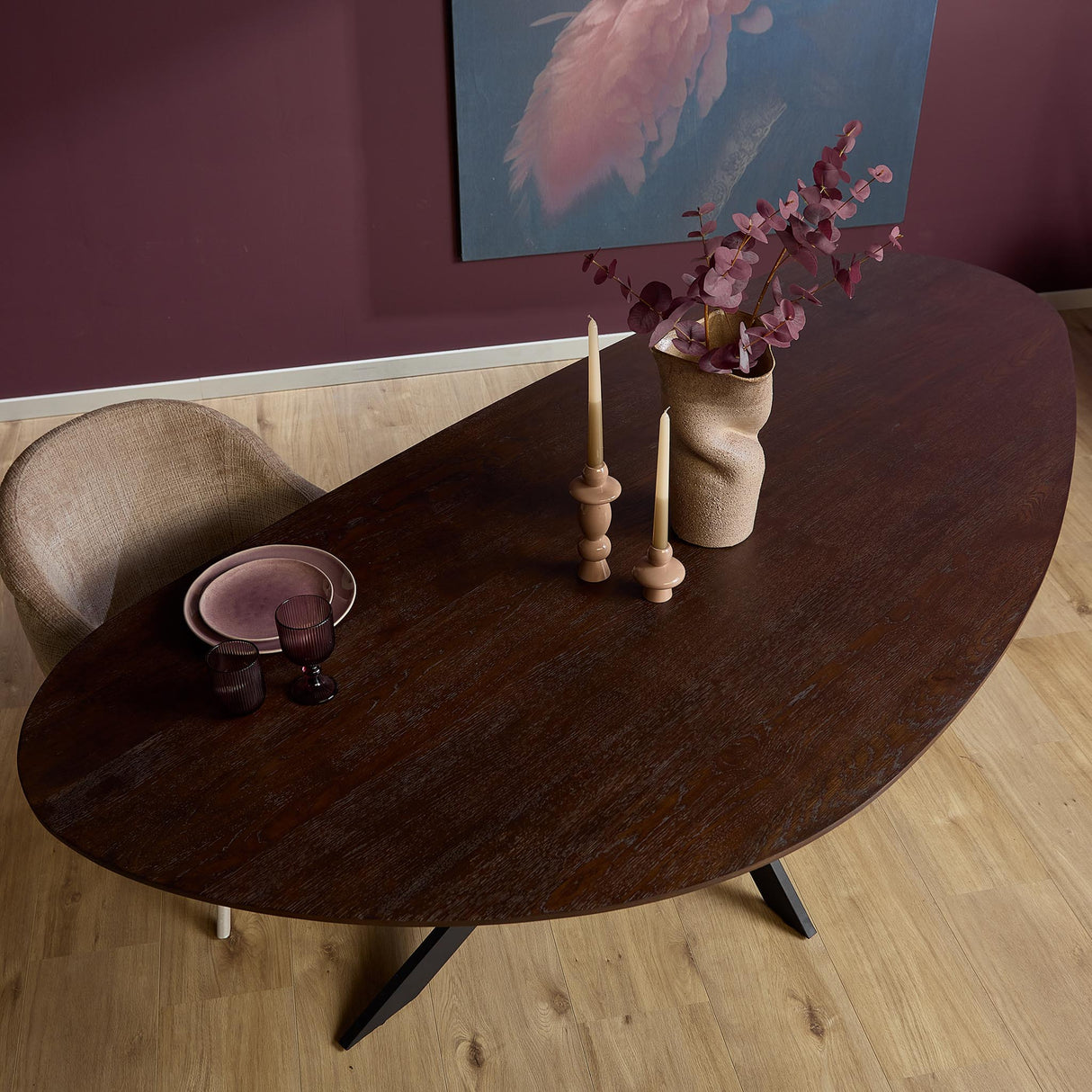 Organische Eettafel - Bruin Eikenhout - 210 cm - Matrixpoot