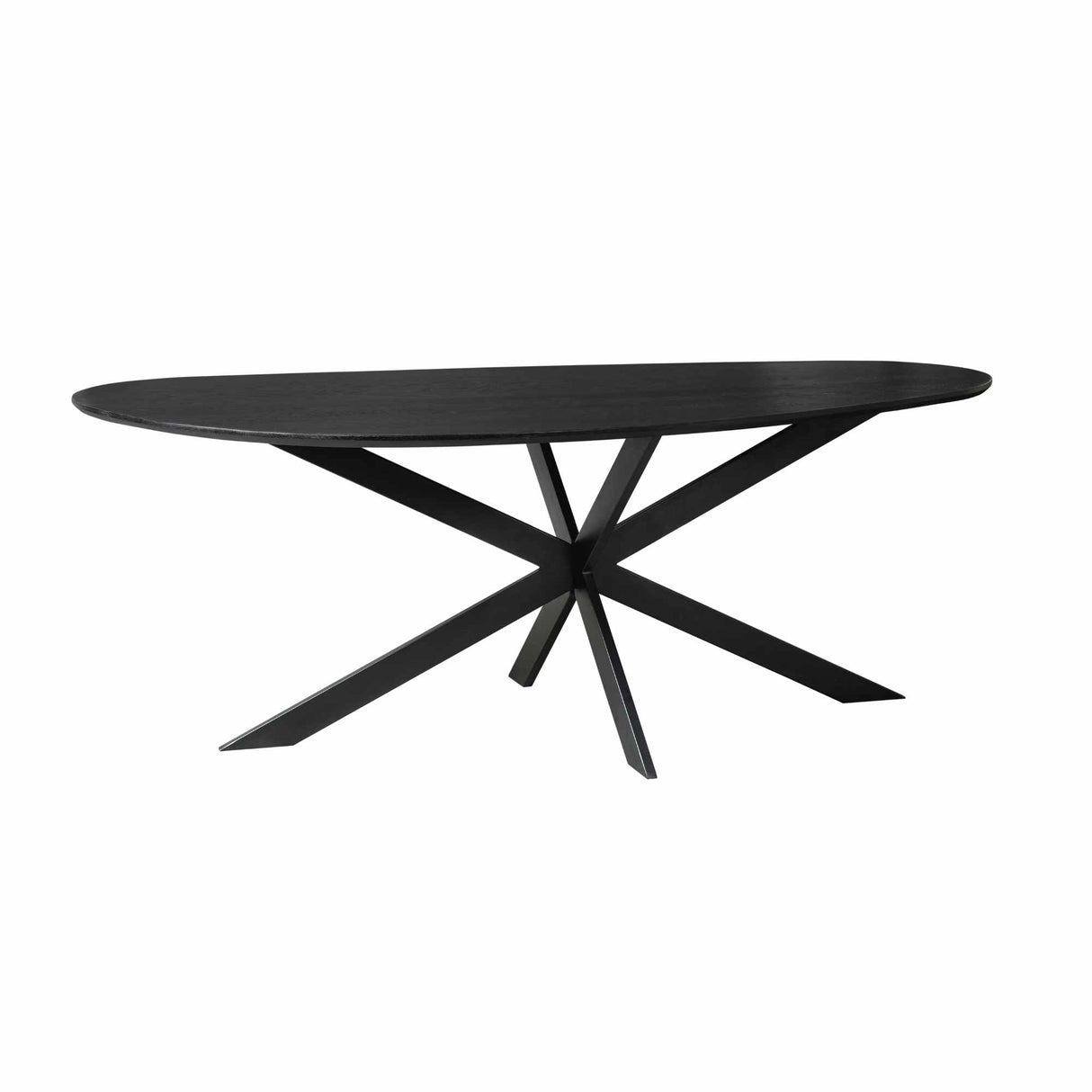 Organische Eettafel - Zwart Europees Eikenhout - 180 cm - Stalen Matrixpoot