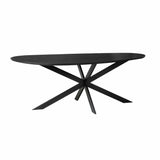 Organische Eettafel - Zwart Europees Eikenhout - 180 cm - Stalen Matrixpoot