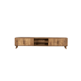 Tv-meubel - Naturel - Mangohout - 240 cm - 3 Deuren - 2 Vakken