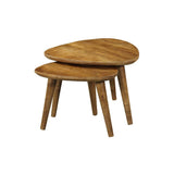 Salontafel set - Naturel - Mangohout - 60 cm - Driehoek