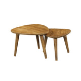Salontafel set - Naturel - Mangohout - 60 cm - Driehoek