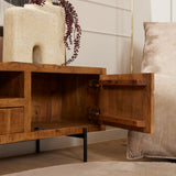 Tv-meubel - Naturel - Mangohout - Blokpatroon - 180 cm