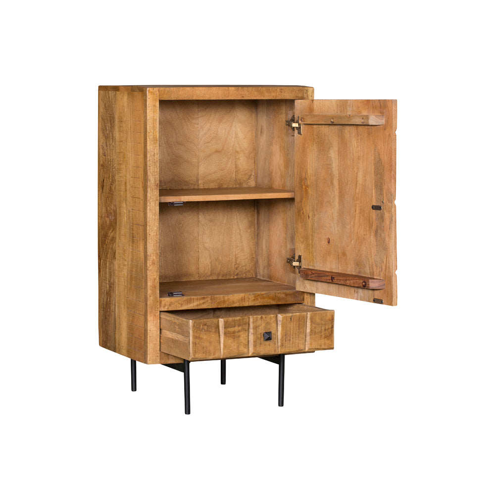Kabinet - Naturel - Mangohout - 60 cm - 1 Deur - 1 Lade