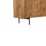 Dressoir - Naturel - Mangohout - Blokpatroon - 160 cm
