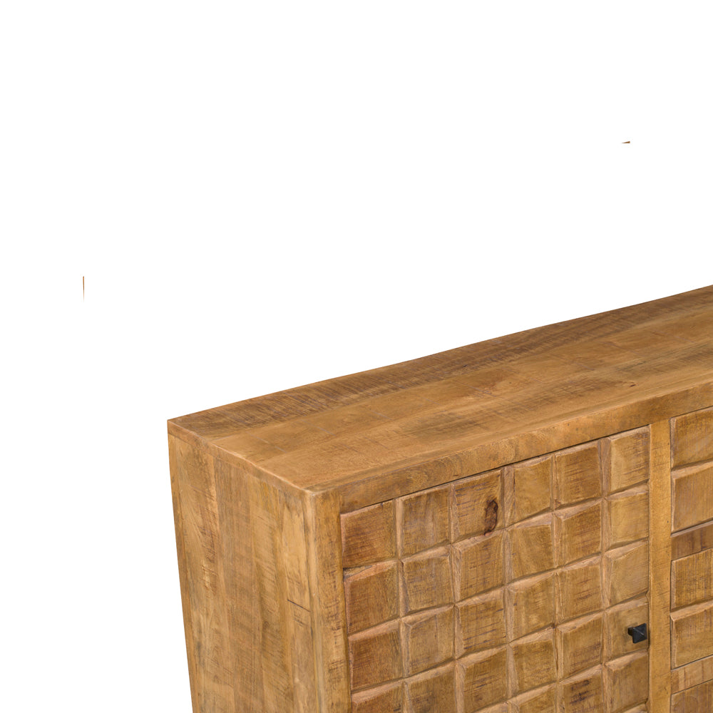 Dressoir - Naturel - Mangohout - Blokpatroon - 160 cm