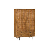 Kabinet Naturel Mangohout - 100 cm - Uniek Blokkenpatroon en Vier Lades