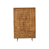 Kabinet Naturel Mangohout - 100 cm - Uniek Blokkenpatroon en Vier Lades