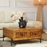 Salontafel - Vierkant - Naturel - Mangohout - 80 cm