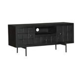 Tv-meubel - Zwart - Mangohout - Blokpatroon - 120 cm