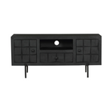 Tv-meubel - Zwart - Mangohout - Blokpatroon - 120 cm