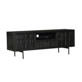 Tv-meubel - Zwart - Mangohout - Blokpatroon - 150 cm