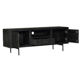 Tv-meubel - Zwart - Mangohout - Blokpatroon - 150 cm