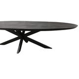 Ovale Eettafel Zwart Mangohout - 180 cm - Matrixpoot