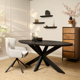 Ovale Eettafel Zwart Mangohout - 160 cm - Matrixpoot