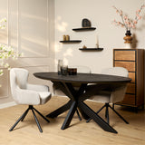 Ovale Eettafel Zwart Mangohout - 160 cm - Matrixpoot