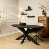 Ovale Eettafel Zwart Mangohout - 160 cm - Matrixpoot
