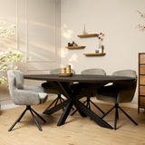 Ovale Eettafel Zwart Mangohout - 210 cm - Matrixpoot
