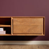 Zwevend Tv-meubel - Naturel Mangohout - 120 cm - 1 Lade & 2 Open Vakken
