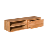 Zwevend Tv-meubel - Naturel Mangohout - 120 cm - 1 Lade & 2 Open Vakken
