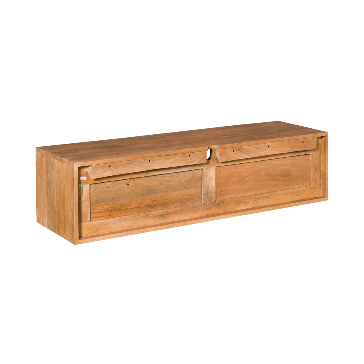 Zwevend Tv-meubel - Naturel Mangohout - 120 cm - 1 Lade & 2 Open Vakken