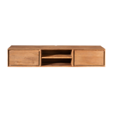 Zwevend Tv-meubel - Naturel Mangohout - 160 cm - 2 Lades & 2 Open Vakken