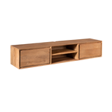 Zwevend Tv-meubel - Naturel Mangohout - 160 cm - 2 Lades & 2 Open Vakken