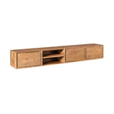 Zwevend Tv-meubel - Naturel Mangohout - 200 cm - 3 Lades & 2 Open Vakken