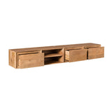 Zwevend Tv-meubel - Naturel Mangohout - 200 cm - 3 Lades & 2 Open Vakken