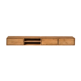 Zwevend Tv-meubel - Naturel Mangohout - 240 cm - 3 Lades & 2 Open Vakken