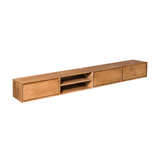 Zwevend Tv-meubel - Naturel Mangohout - 240 cm - 3 Lades & 2 Open Vakken
