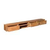 Zwevend Tv-meubel - Naturel Mangohout - 280 cm - 3 Lades & 2 Open Vakken