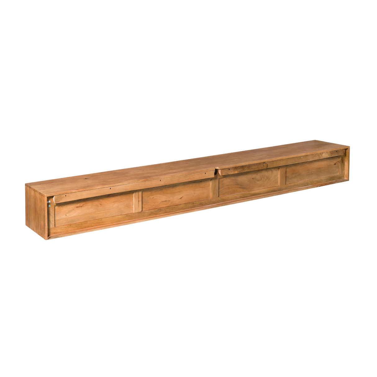 Zwevend Tv-meubel - Naturel Mangohout - 240 cm - 3 Lades & 2 Open Vakken